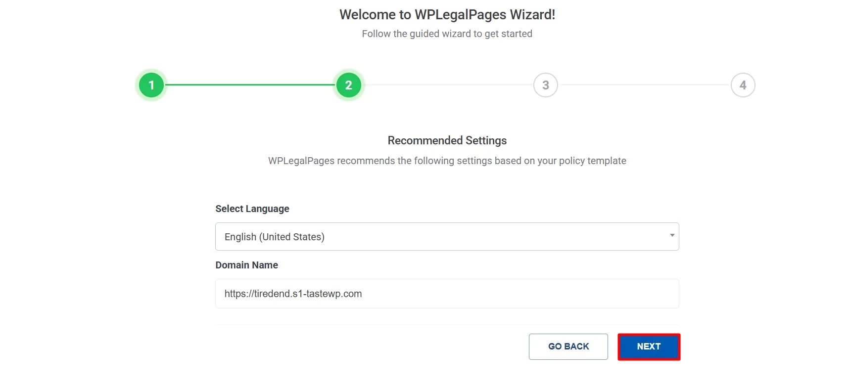 Selecting the settings