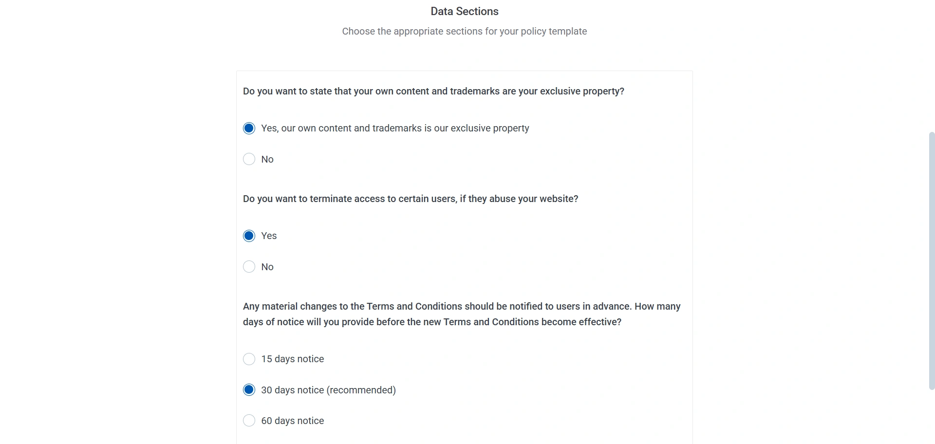 Mark the data sections according to your brand