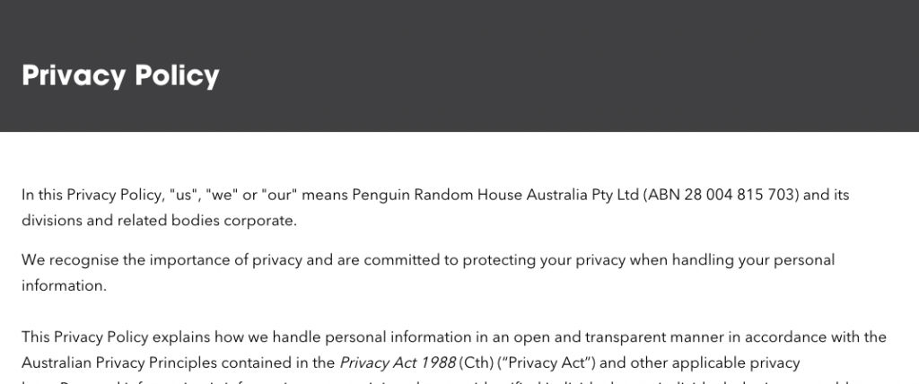 Penguin Australia Privacy Policy