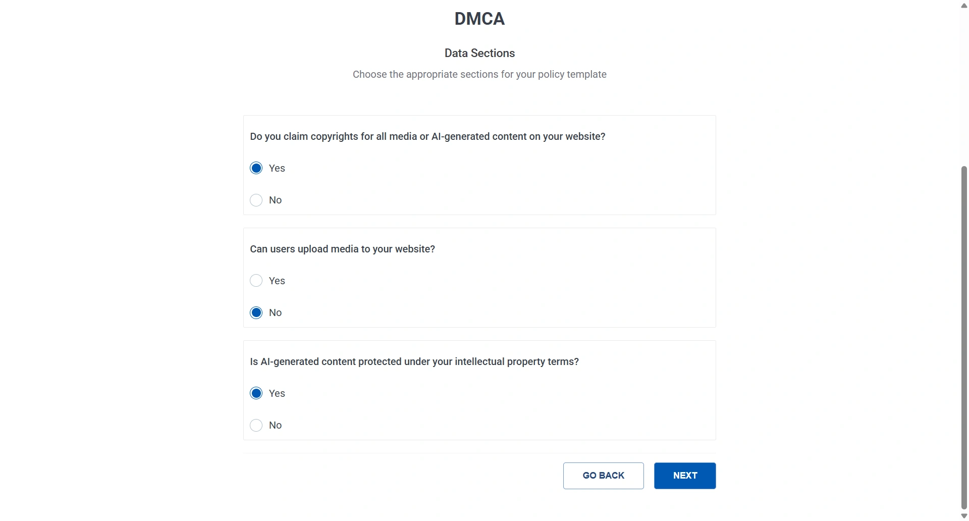 fill in the data section