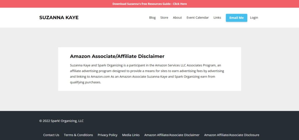 Amazon affiliate disclosure sample