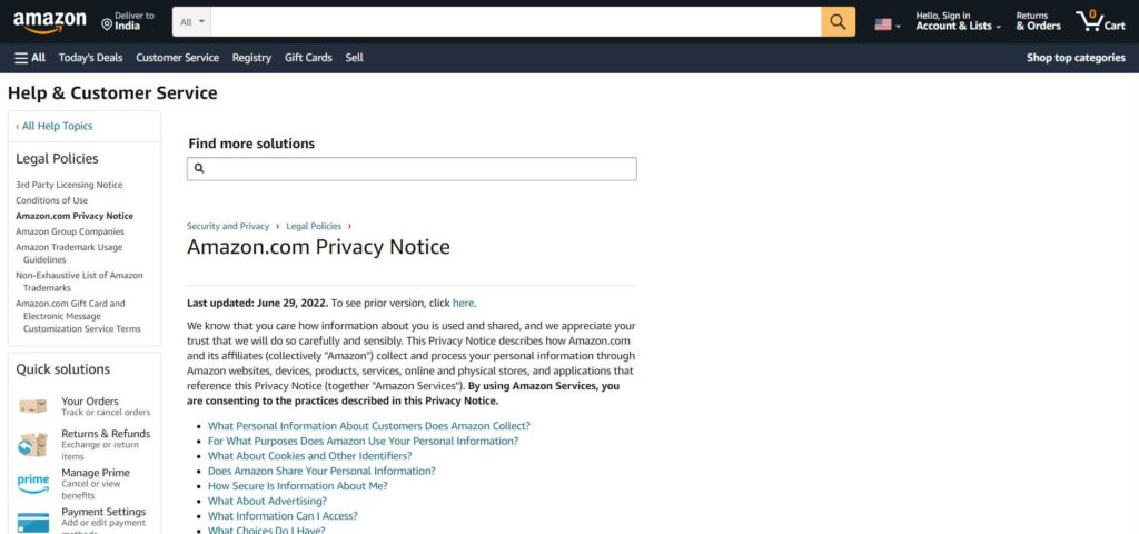 Amazon privacy notice