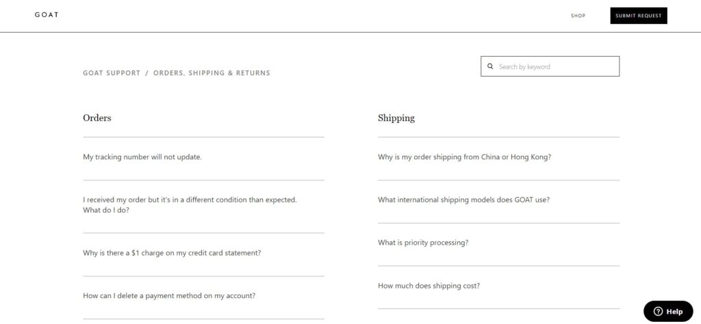 GOAT shipping policy