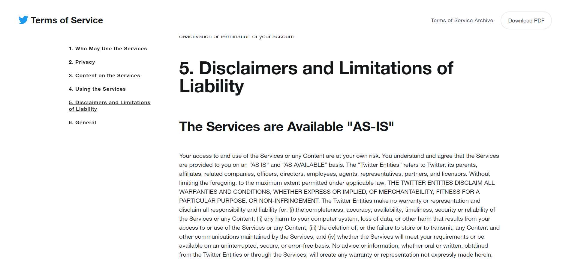 Twitter limited liability disclaimer 