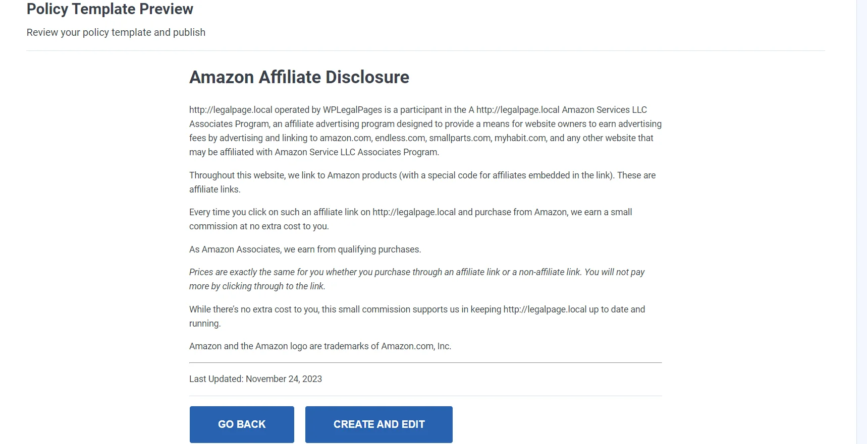 Final Template Review- Amazon Affiliate disclaimers 