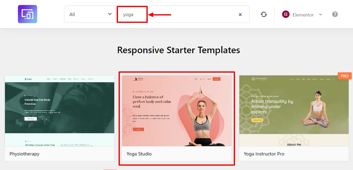 Search yoga in Responsive Starter Templates