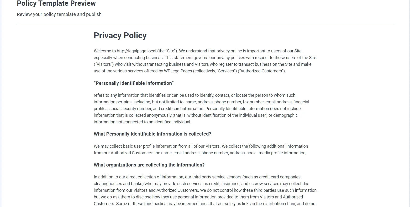 Checking the Preview of Amazon affiliate privacy policy