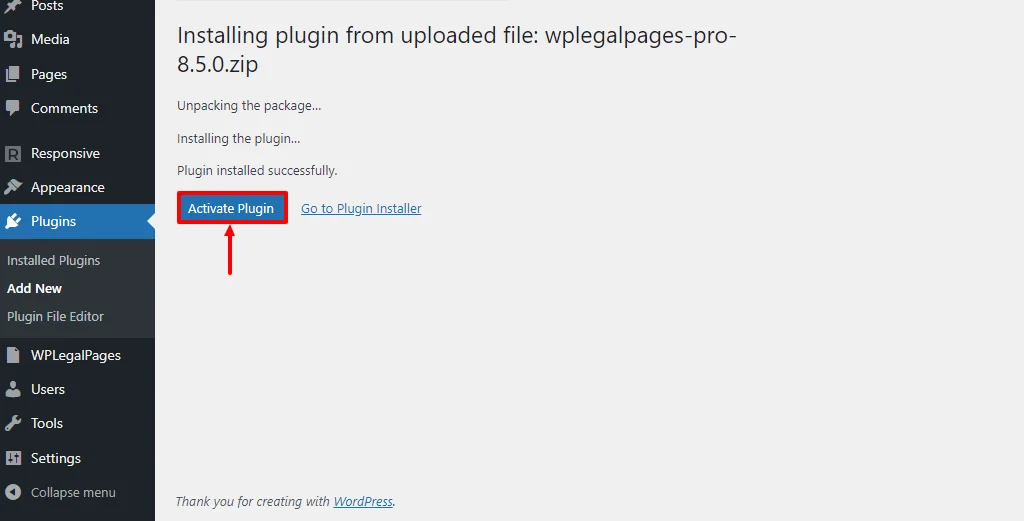 Activate-WPLegalPages-Pro-plugin 