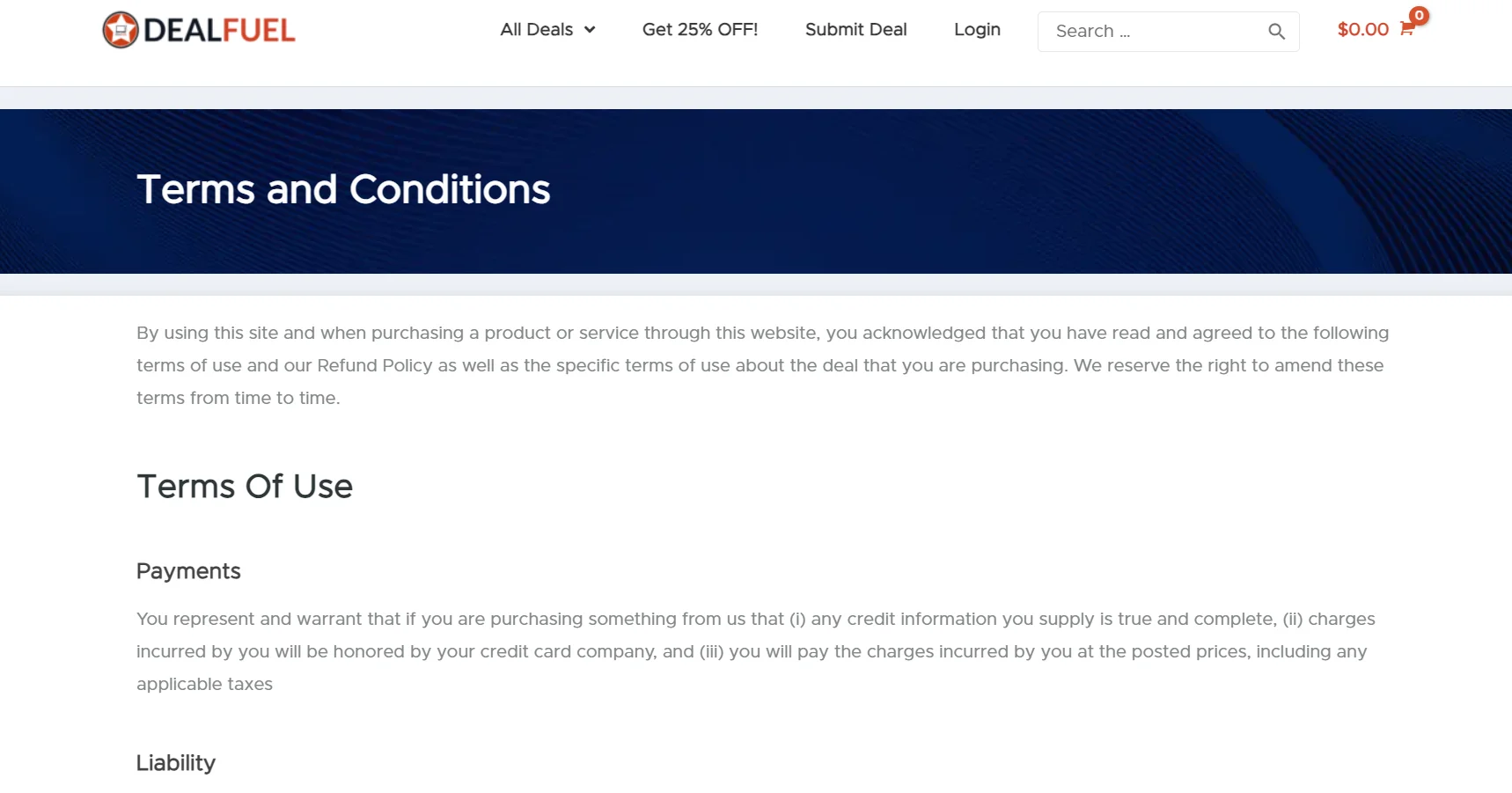 DealFuel's terms and conditions