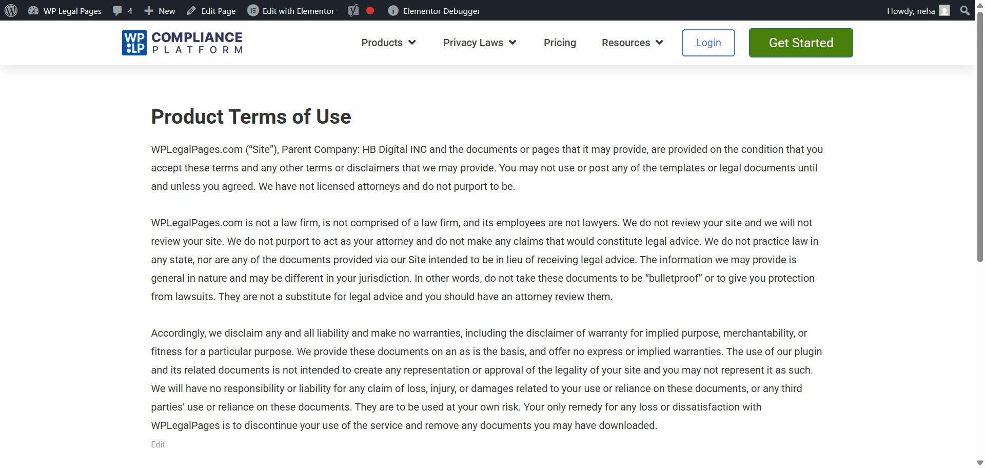 WPLP Compliance Platform’s Terms of Use