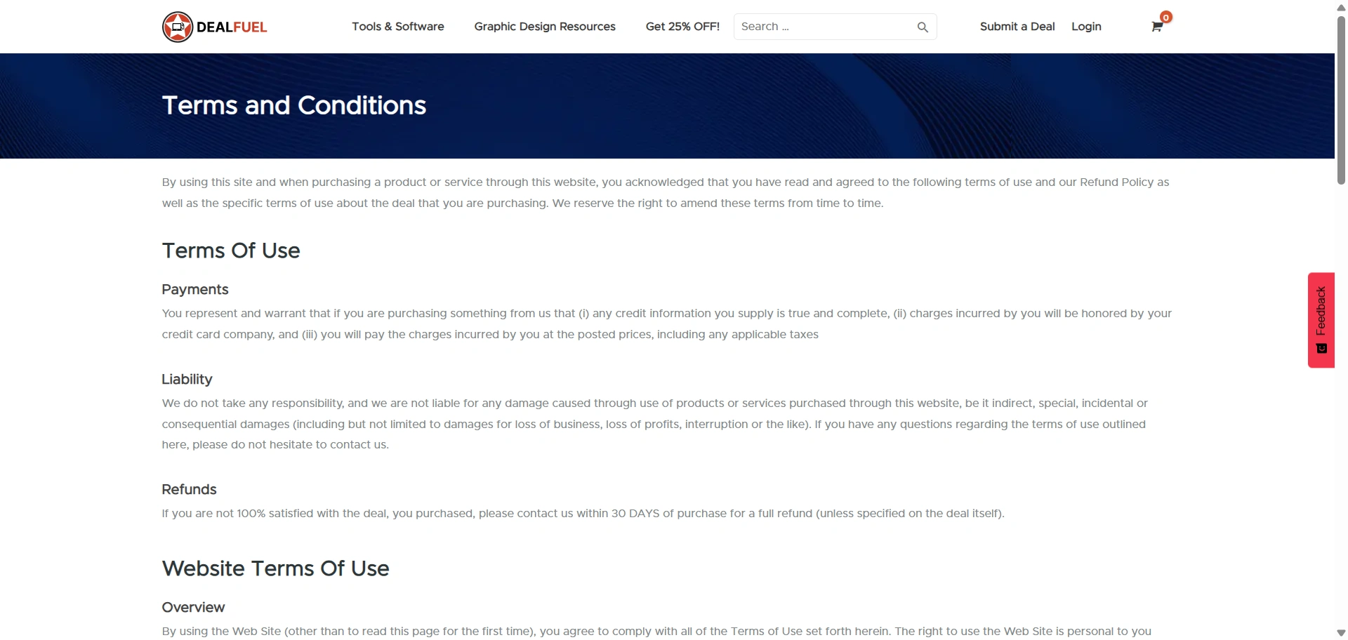 DealFuel's terms and conditions- Website Terms of Use Example