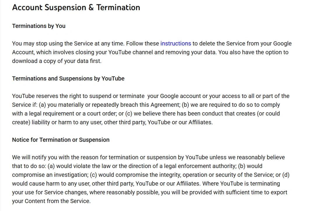 Suspension and Termination Clause