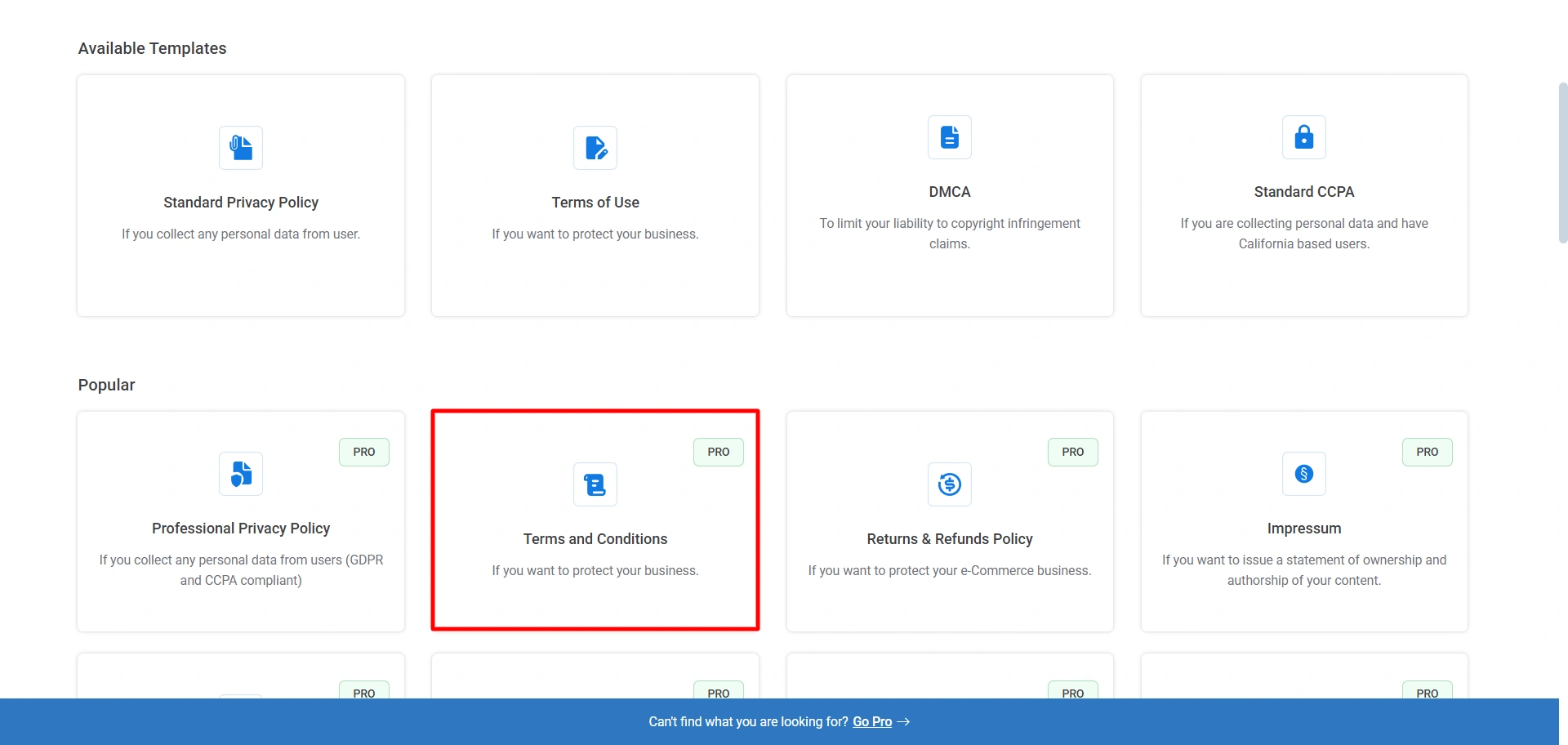clicking on terms and condition