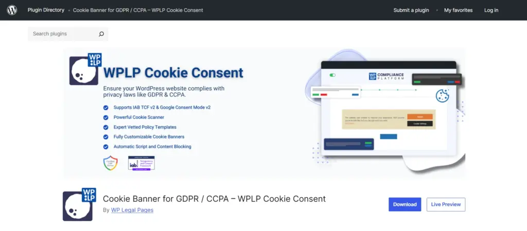 WPLP Cookie Consent banner
