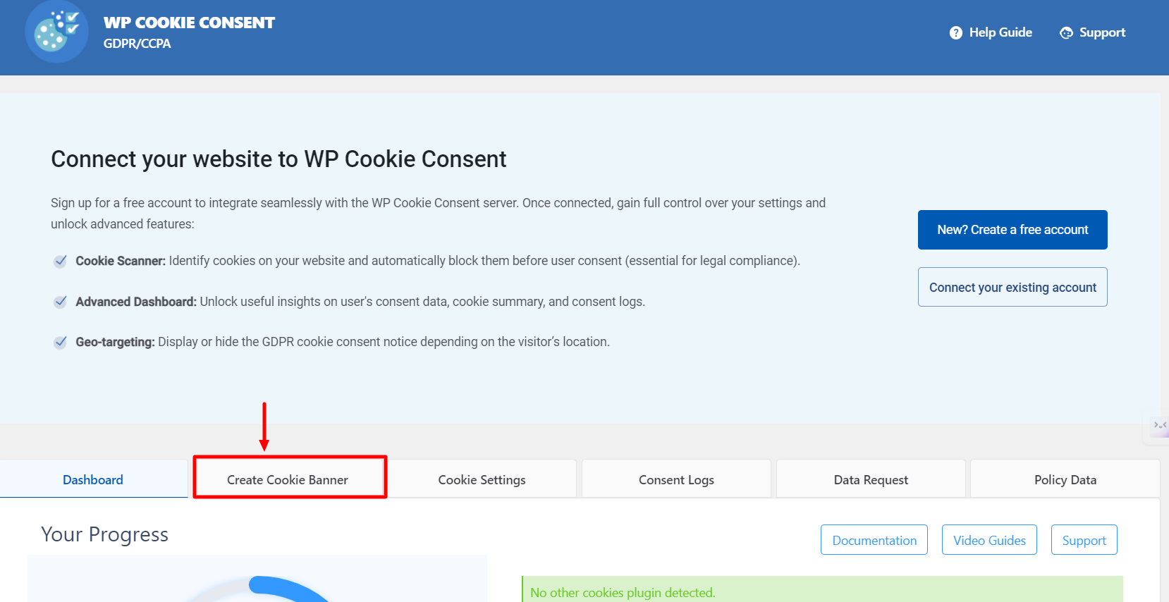 clicking on create cookie banners