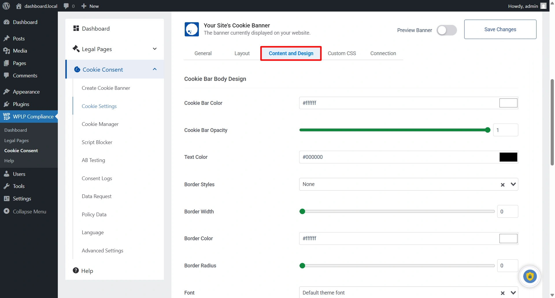 Switching to design tab