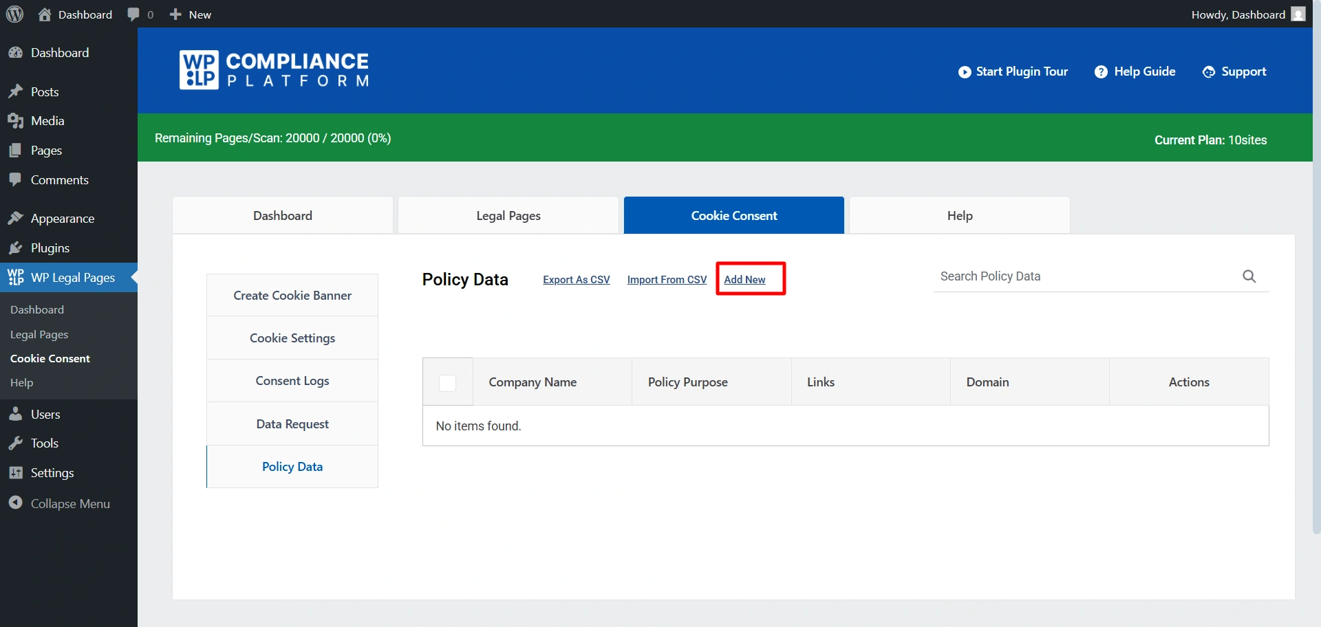 Add new policy data