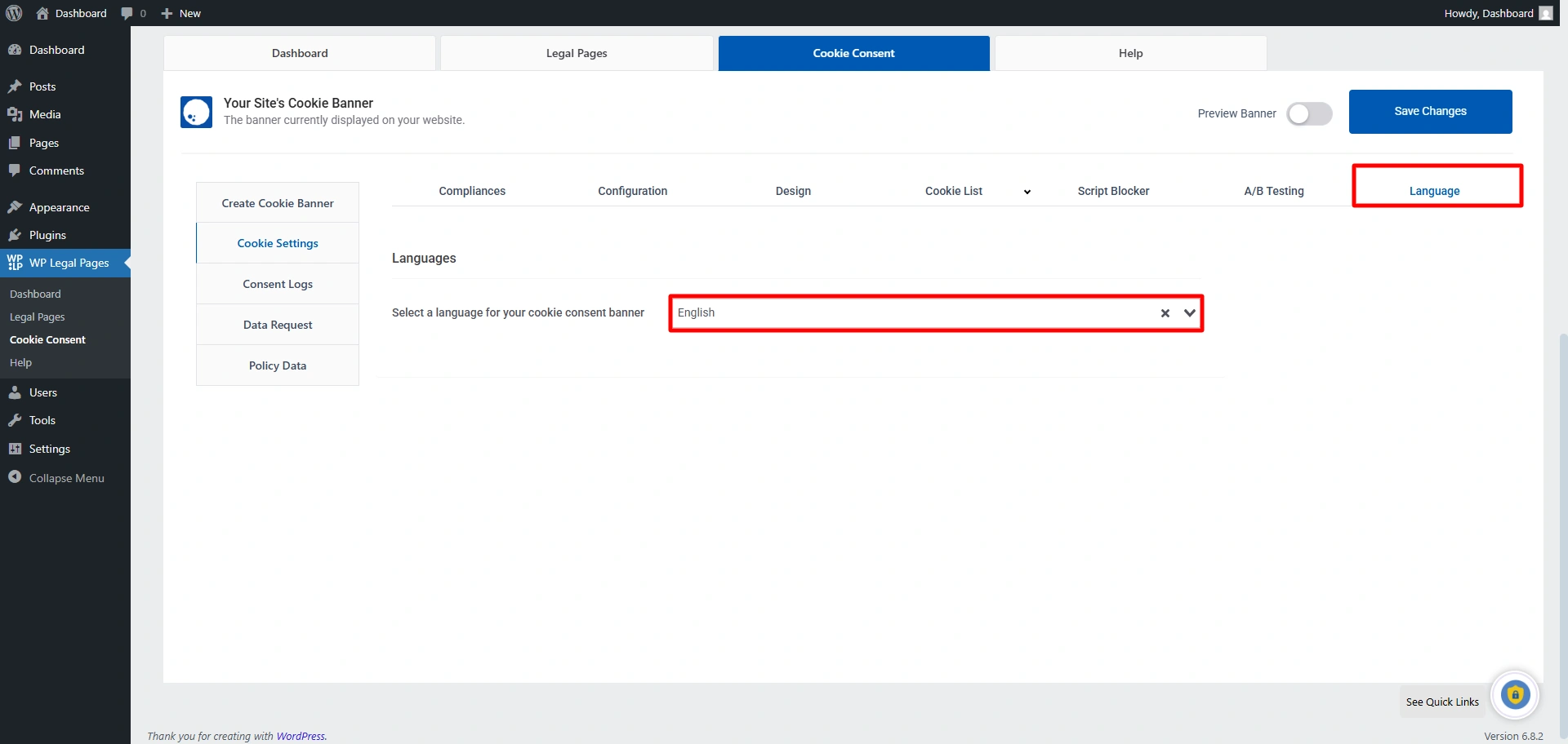 Language settings