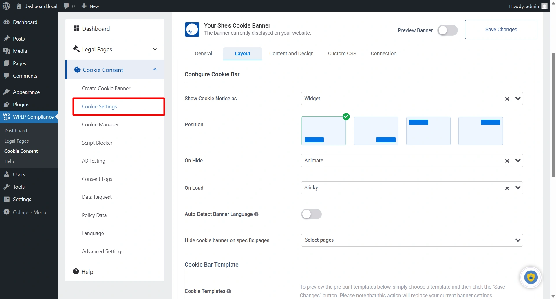 clicking on Configuration tab