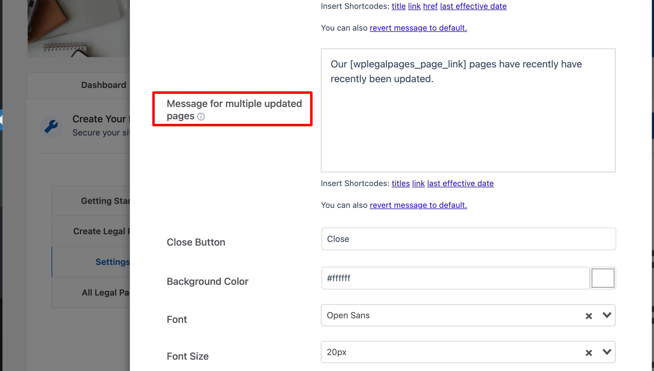 Message for multiple updated pages 