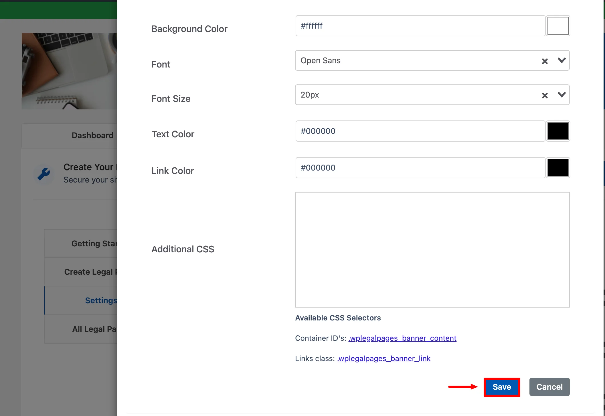 Clicking on Save Button