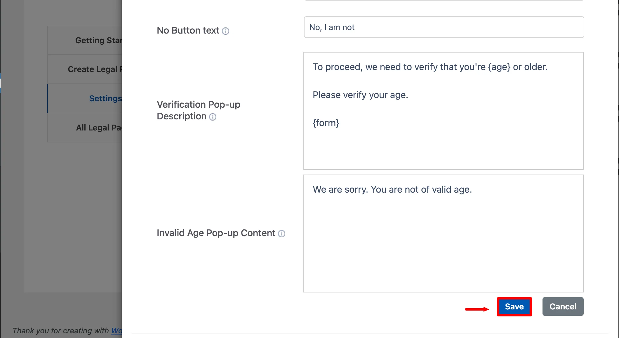 Clicking on save button to save the changes 