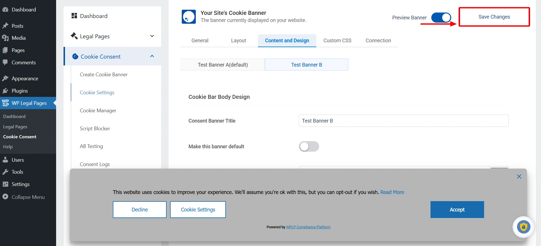 Click on save changes