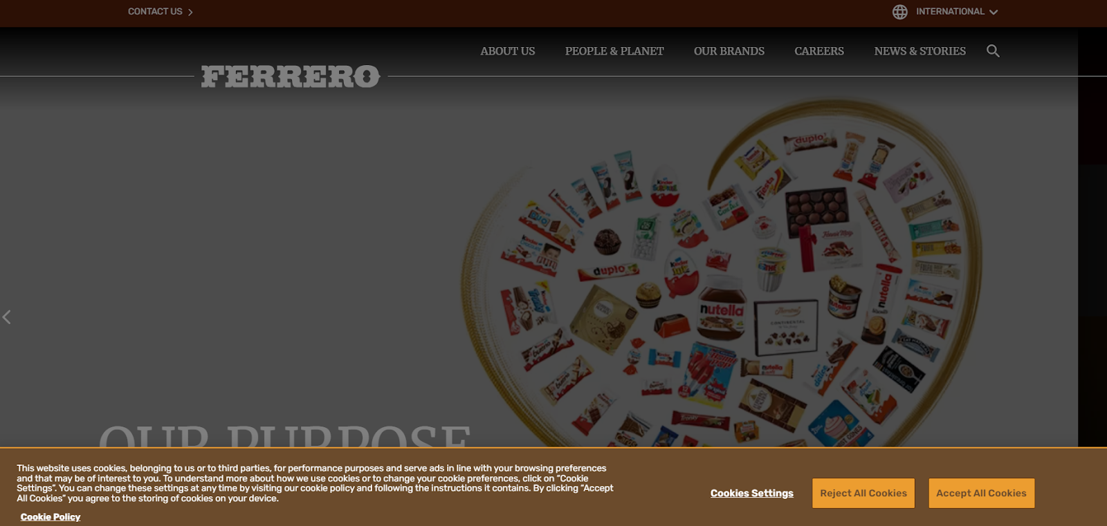 Ferrero Cookie banner