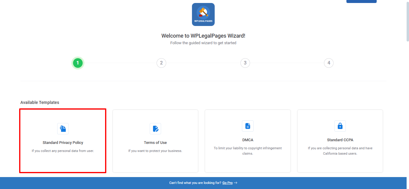 Four templates - WP Legal Pages