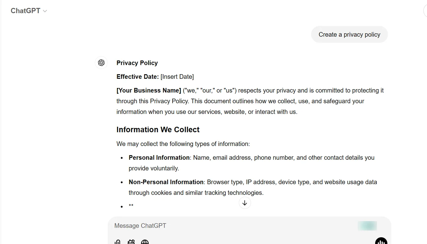 Can I Create a Privacy Policy for My WordPress Site Using AI?