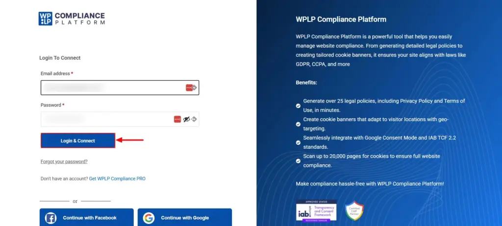Click WPLP Compliance PRO in the singup page