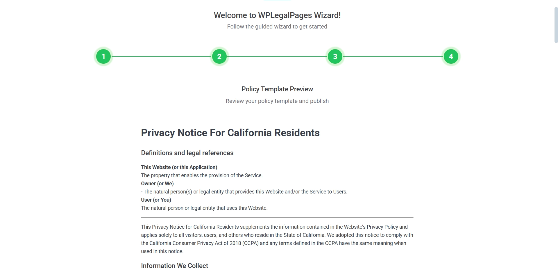 CCPA policy template