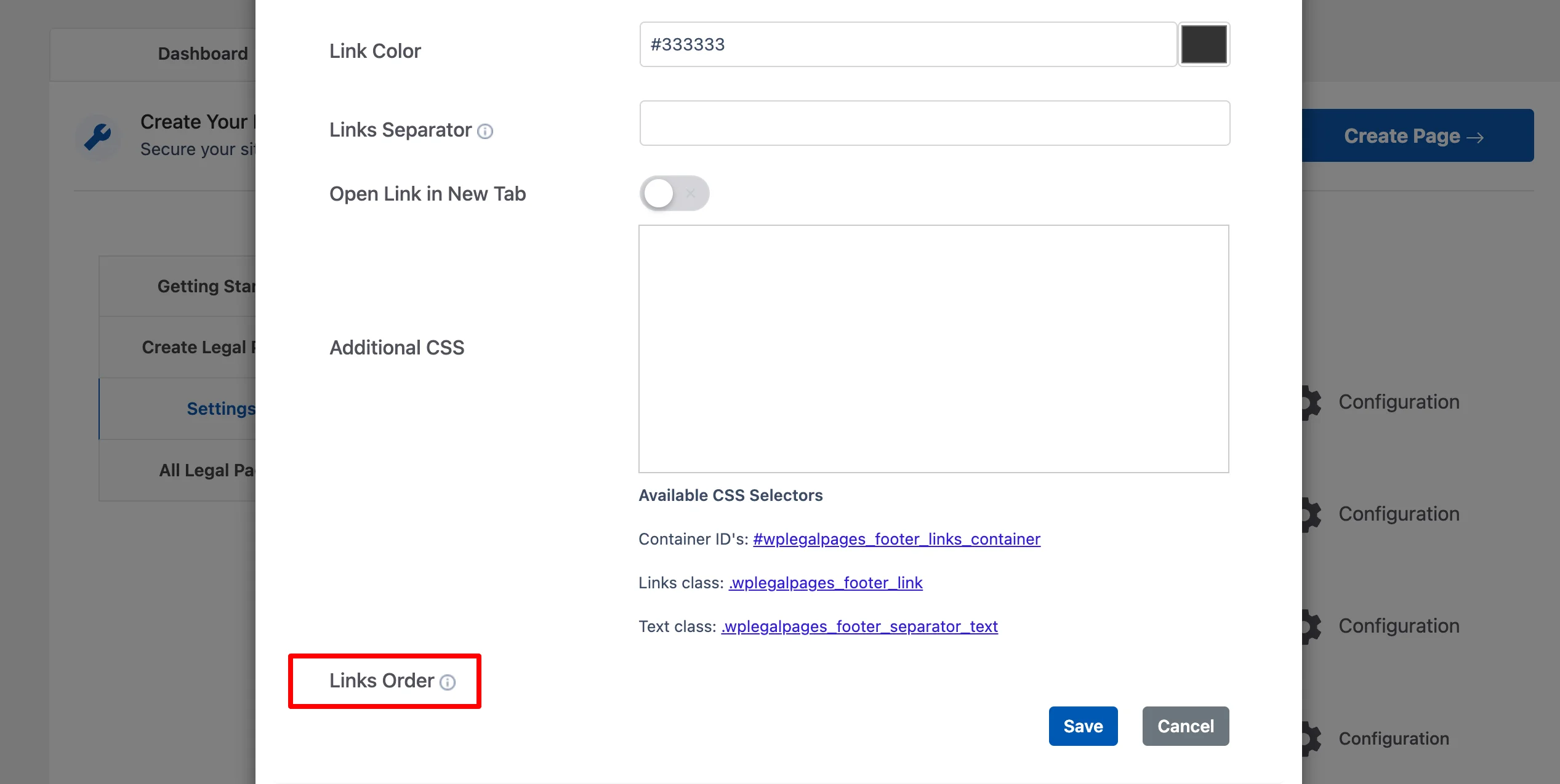 Links orders