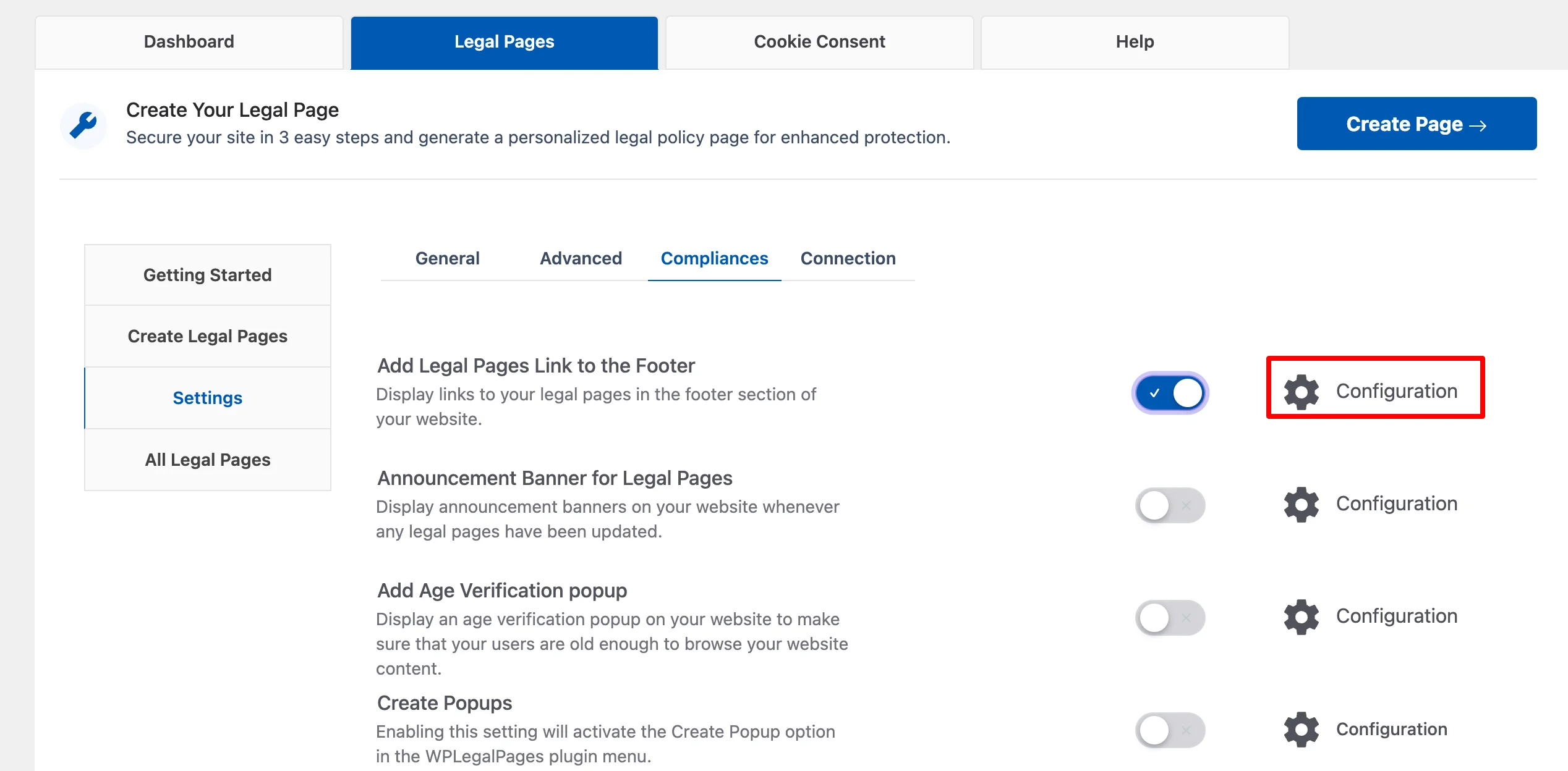 clicking on configuration tab 