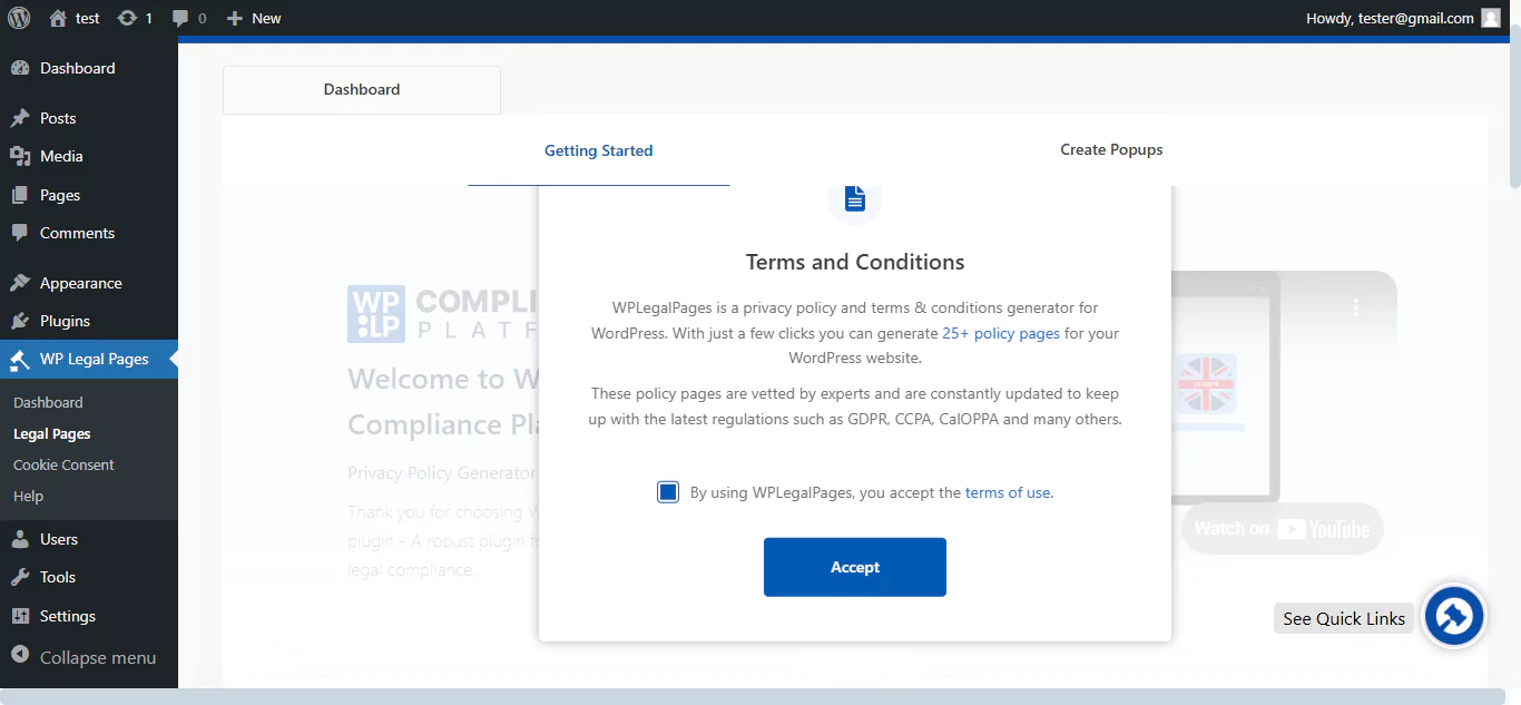 Accept terms and conditions