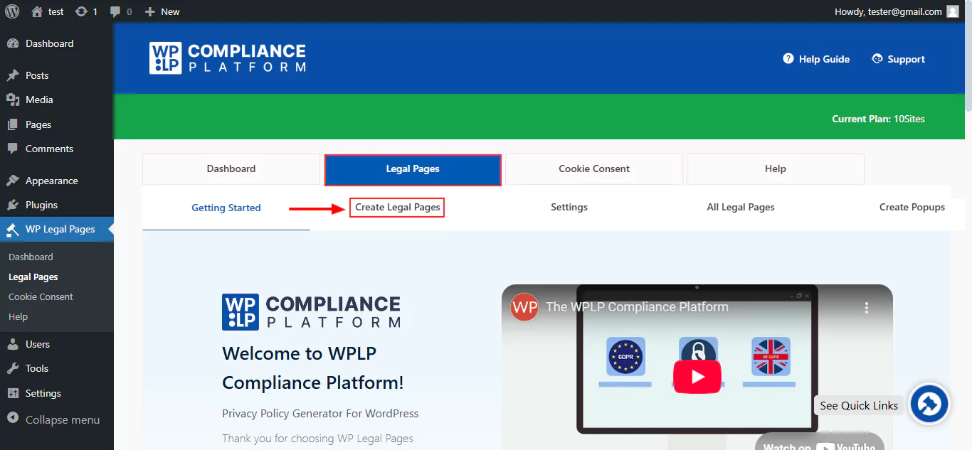 create legal pages