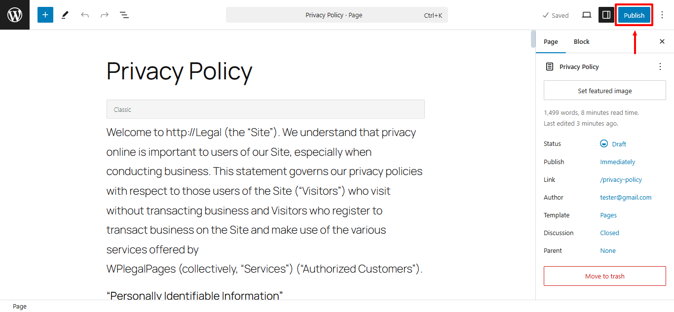 Publish privacy policy
