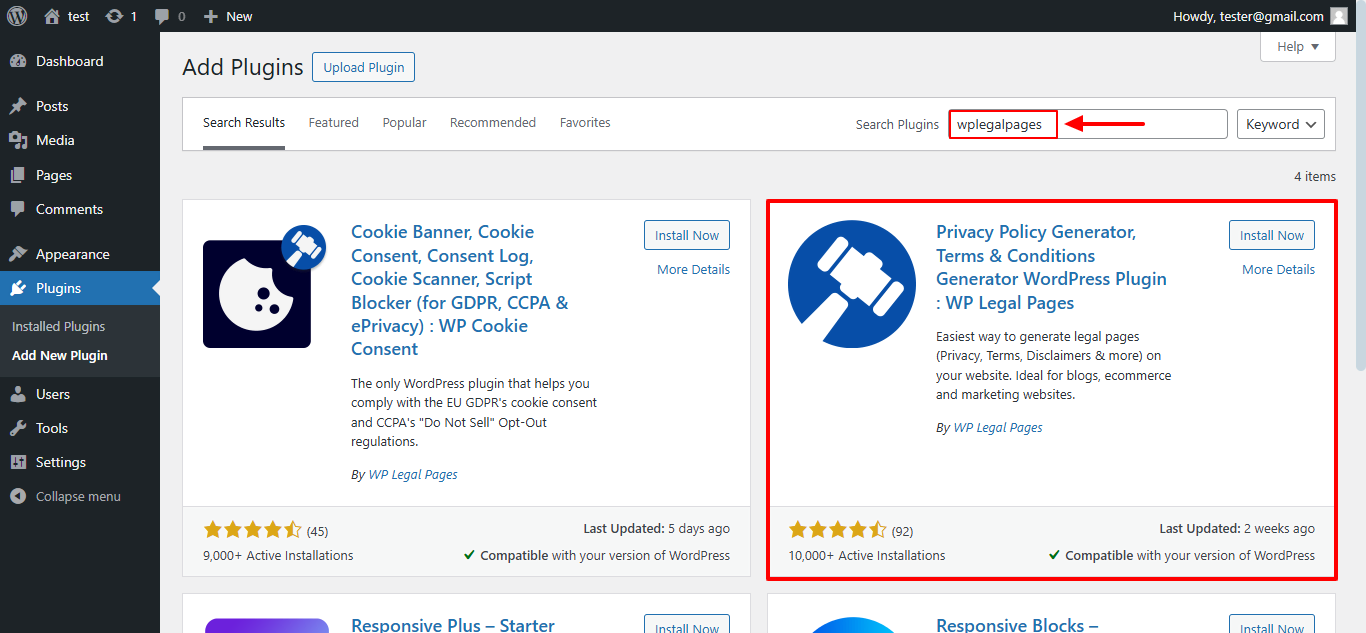 Privacy policy generator plugin