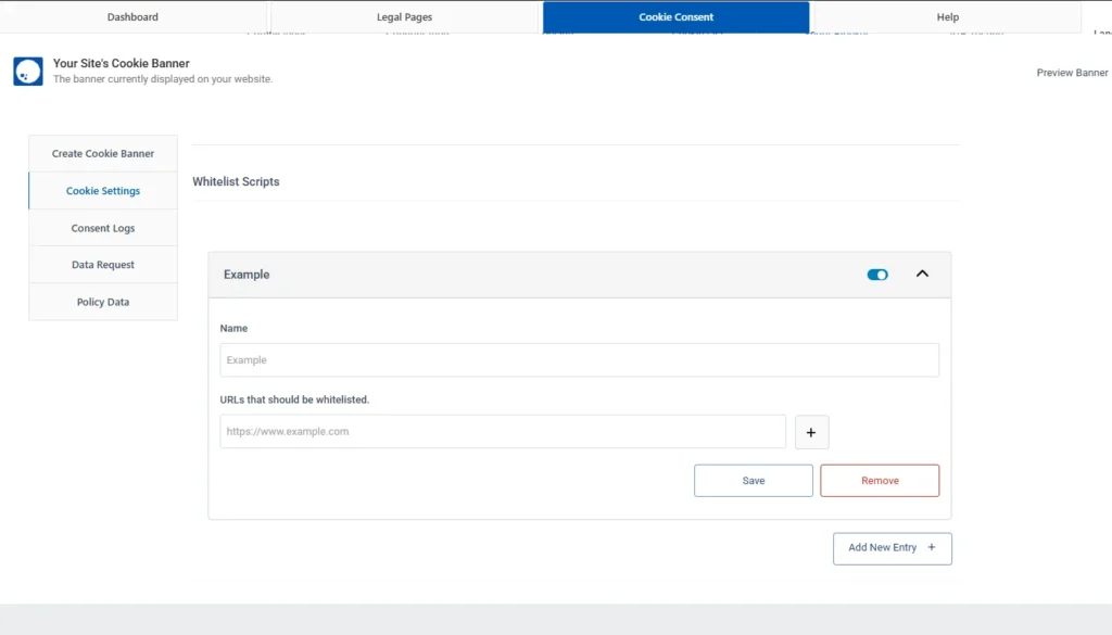 Whitelist settings