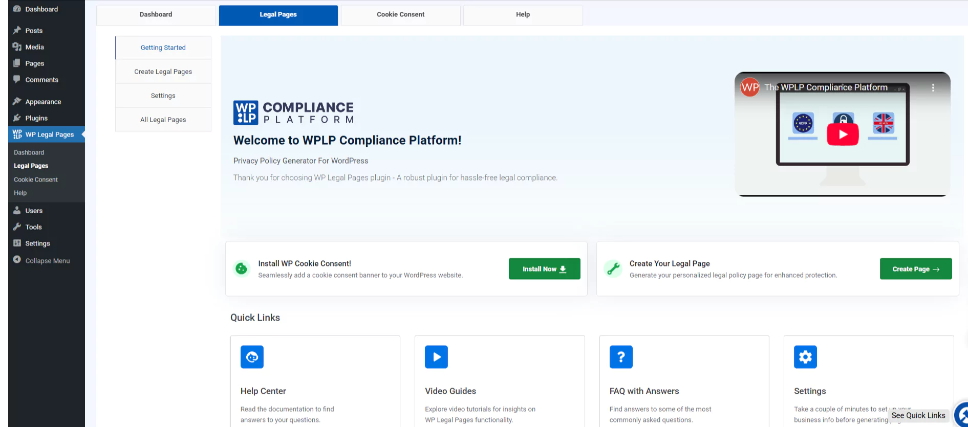 WP legal pages