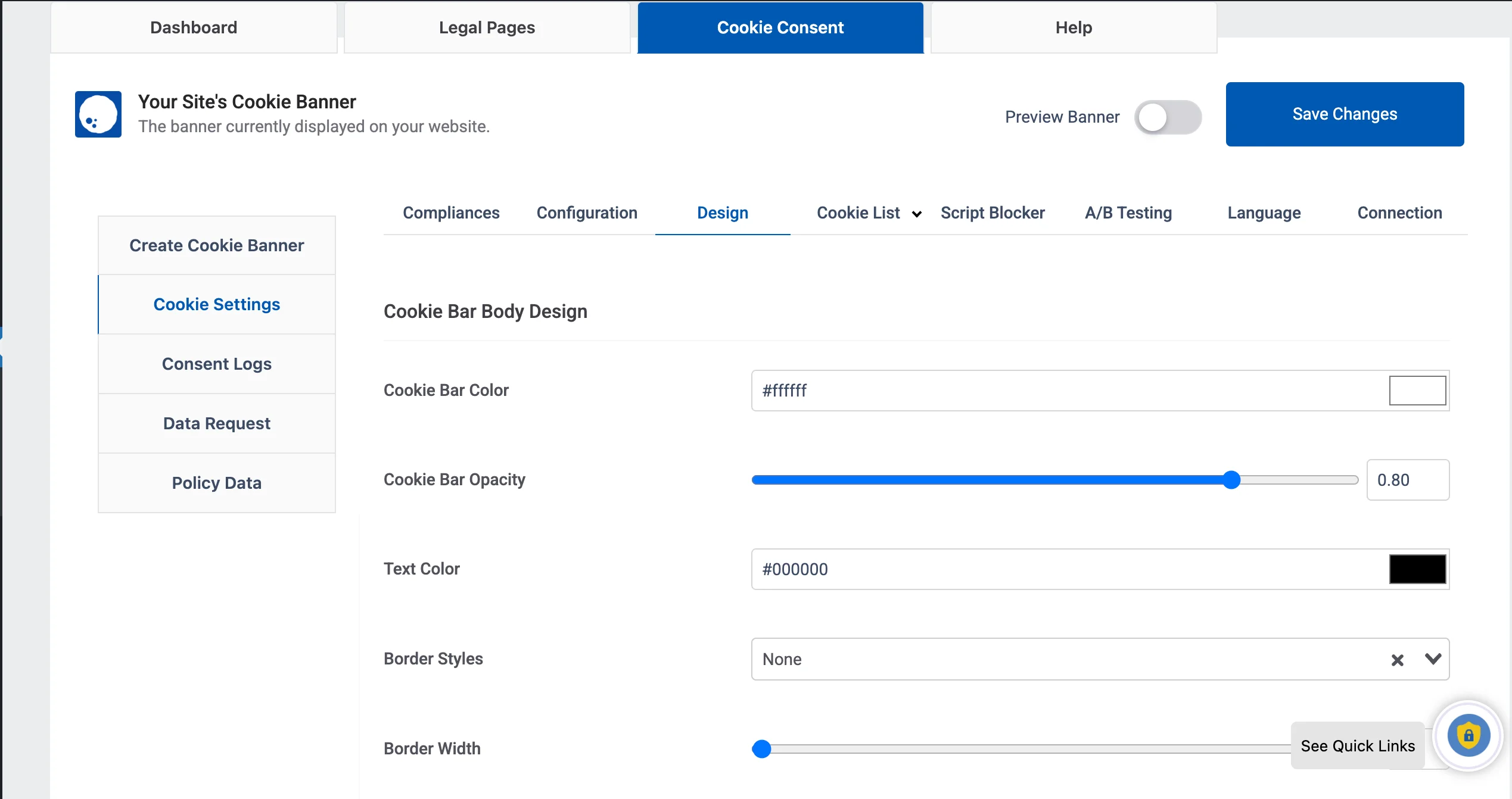 Cookie banner design