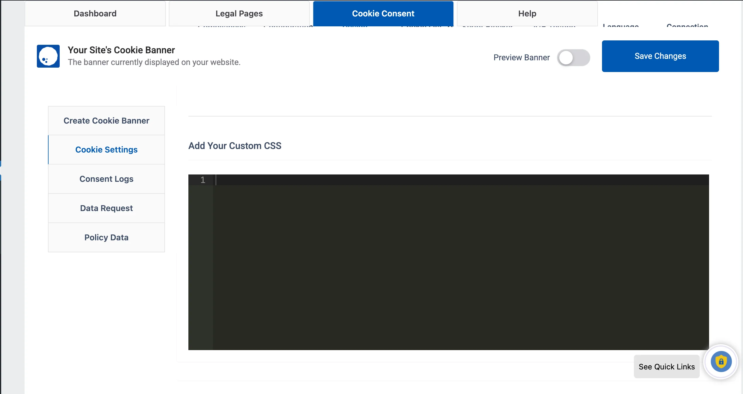 Custom CSS for cookie banner