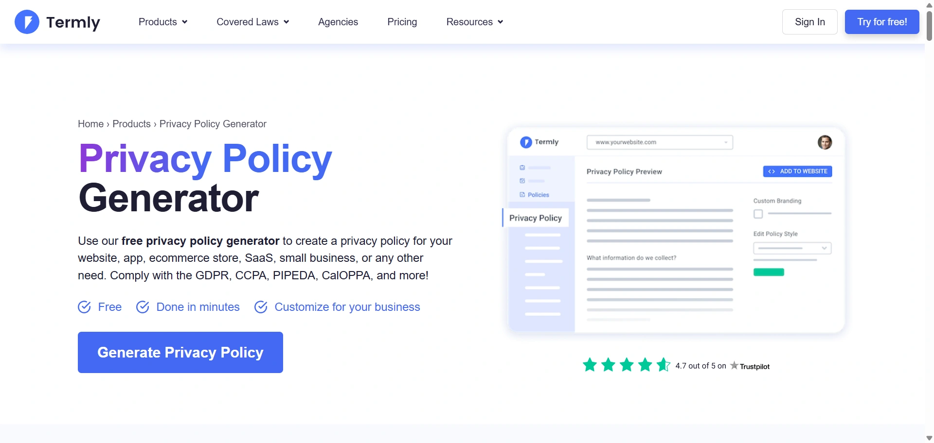 termly privacy policy