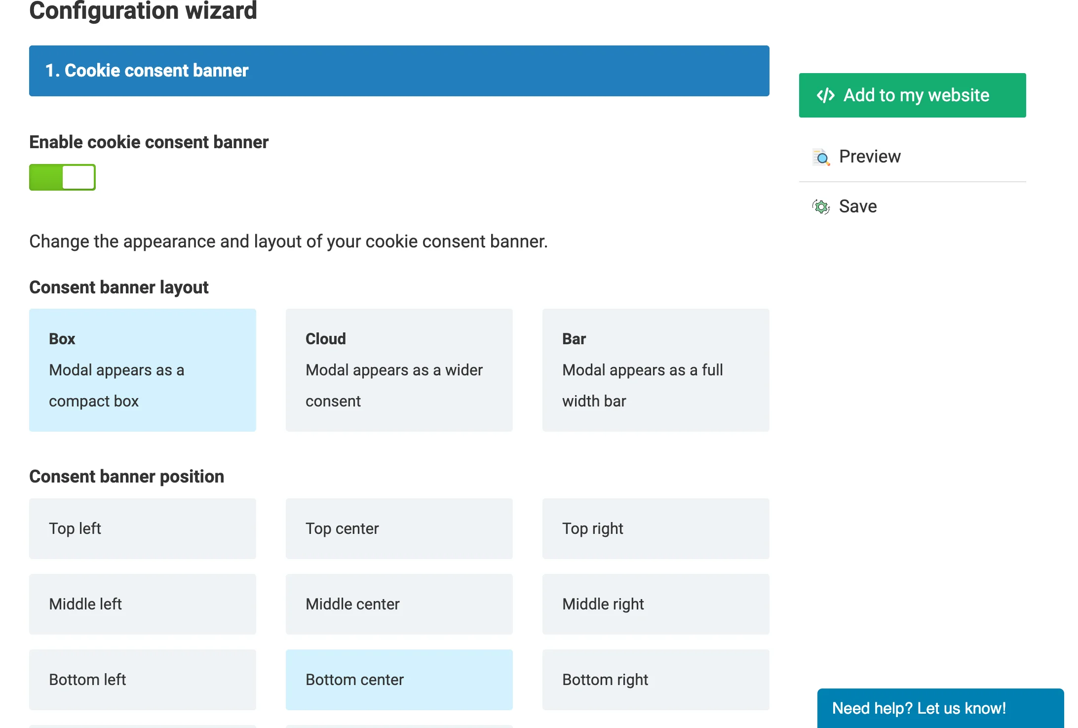 Styling option of Cookie banner generator for WebsitePolicies