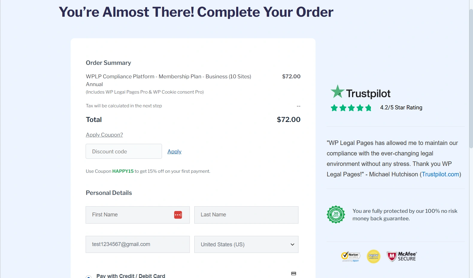 complete your purchase