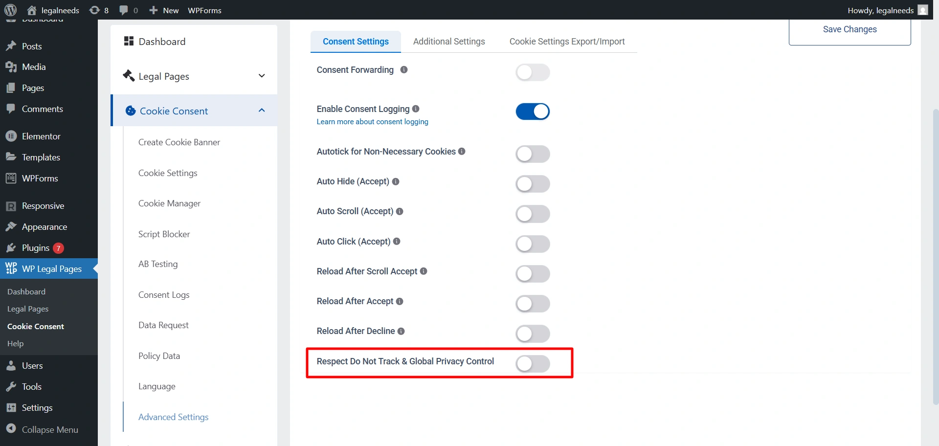 Do Not Track (DNT) header and the legal Global Privacy Control (GPC)
