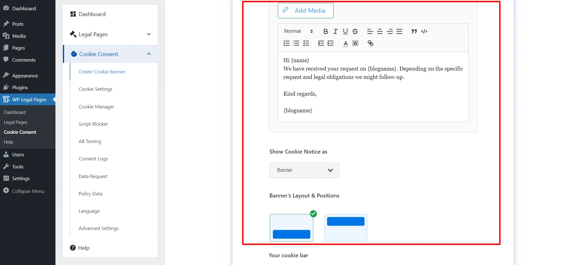 Customizing banner message and looks