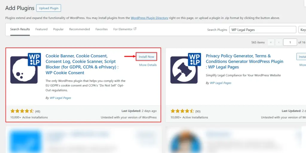 Installing WP Cookie Consent Plugin