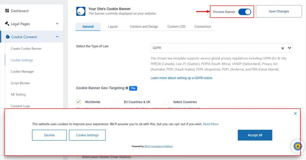 Previewing banner before finalizing the results
