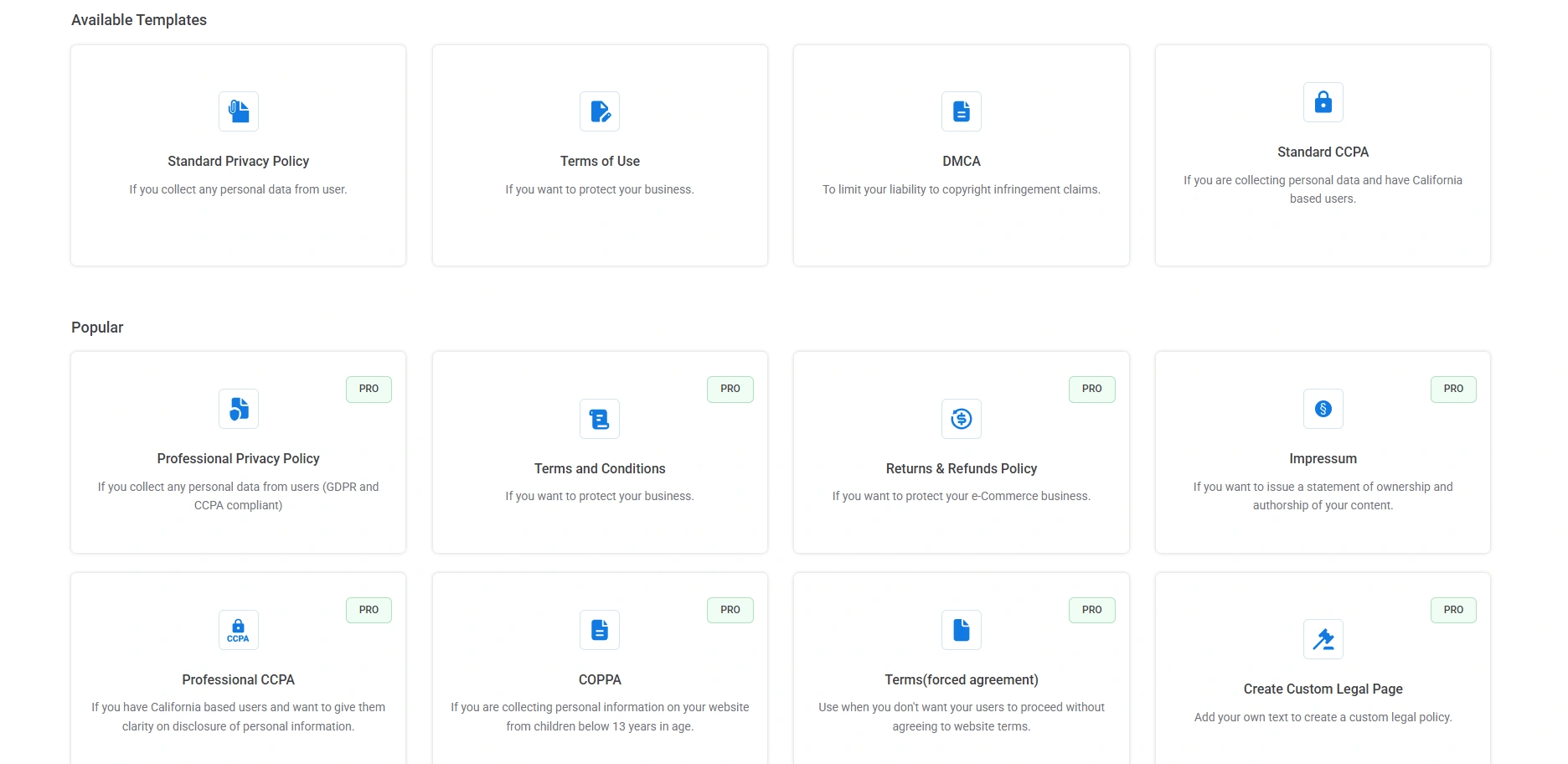 privacy policy templates